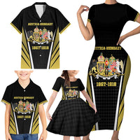 Personalized Austro-Hungarian Empire 1867-1918 Family Matching Short Sleeve Bodycon Dress and Hawaiian Shirt Flag Color Inspiration - Wonder Print Shop