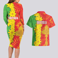 Eritrea Enkutatash Dashiki Couples Matching Long Sleeve Bodycon Dress and Hawaiian Shirt With Folk Pattern - Wonder Print Shop