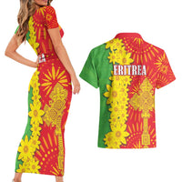 Eritrea Enkutatash Dashiki Couples Matching Short Sleeve Bodycon Dress and Hawaiian Shirt With Folk Pattern - Wonder Print Shop
