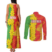 Eritrea Enkutatash Dashiki Couples Matching Tank Maxi Dress and Long Sleeve Button Shirt With Folk Pattern - Wonder Print Shop