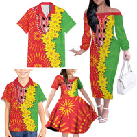Eritrea Enkutatash Dashiki Family Matching Off The Shoulder Long Sleeve Dress and Hawaiian Shirt With Folk Pattern - Wonder Print Shop