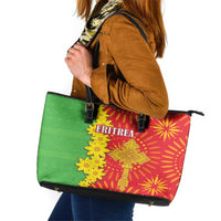 Eritrea Enkutatash Dashiki Leather Tote Bag With Folk Pattern - Wonder Print Shop