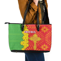 Eritrea Enkutatash Dashiki Leather Tote Bag With Folk Pattern - Wonder Print Shop