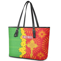 Eritrea Enkutatash Dashiki Leather Tote Bag With Folk Pattern - Wonder Print Shop