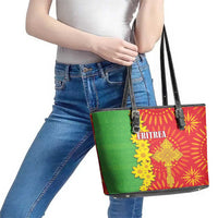 Eritrea Enkutatash Dashiki Leather Tote Bag With Folk Pattern - Wonder Print Shop