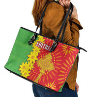 Eritrea Enkutatash Dashiki Leather Tote Bag With Folk Pattern - Wonder Print Shop