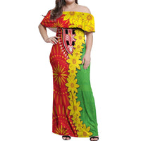 Eritrea Enkutatash Dashiki Off Shoulder Maxi Dress With Folk Pattern - Wonder Print Shop
