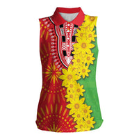 Eritrea Enkutatash Dashiki Women Sleeveless Polo Shirt With Folk Pattern - Wonder Print Shop