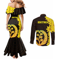 Enkutatash Eritrea New Year Couples Matching Mermaid Dress and Long Sleeve Button Shirt With Coat Of Arms