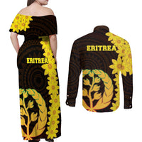 Enkutatash Eritrea New Year Couples Matching Off Shoulder Maxi Dress and Long Sleeve Button Shirt With Coat Of Arms - Wonder Print Shop