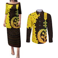 Enkutatash Eritrea New Year Couples Matching Puletasi and Long Sleeve Button Shirt With Coat Of Arms - Wonder Print Shop