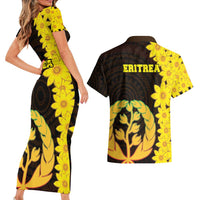Enkutatash Eritrea New Year Couples Matching Short Sleeve Bodycon Dress and Hawaiian Shirt With Coat Of Arms - Wonder Print Shop