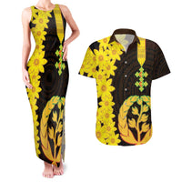 Enkutatash Eritrea New Year Couples Matching Tank Maxi Dress and Hawaiian Shirt With Coat Of Arms - Wonder Print Shop