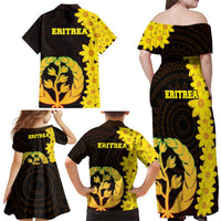 Enkutatash Eritrea New Year Family Matching Off Shoulder Maxi Dress and Hawaiian Shirt With Coat Of Arms - Wonder Print Shop