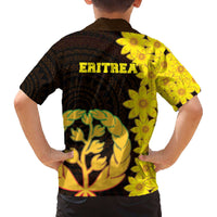 Enkutatash Eritrea New Year Family Matching Off Shoulder Short Dress and Hawaiian Shirt With Coat Of Arms - Wonder Print Shop