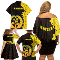 Enkutatash Eritrea New Year Family Matching Off Shoulder Short Dress and Hawaiian Shirt With Coat Of Arms - Wonder Print Shop