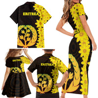 Enkutatash Eritrea New Year Family Matching Short Sleeve Bodycon Dress and Hawaiian Shirt With Coat Of Arms - Wonder Print Shop