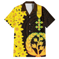 Enkutatash Eritrea New Year Family Matching Short Sleeve Bodycon Dress and Hawaiian Shirt With Coat Of Arms - Wonder Print Shop