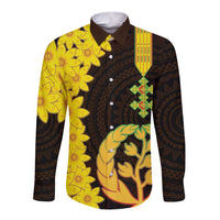 Enkutatash Eritrea New Year Long Sleeve Button Shirt With Coat Of Arms - Wonder Print Shop