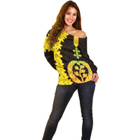 Enkutatash Eritrea New Year Off Shoulder Sweater With Coat Of Arms - Wonder Print Shop