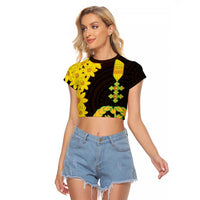 Enkutatash Eritrea New Year Raglan Cropped T Shirt With Coat Of Arms - Wonder Print Shop