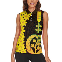 Enkutatash Eritrea New Year Women Sleeveless Polo Shirt With Coat Of Arms - Wonder Print Shop