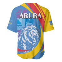 Aruba Lion Roaring Baseball Jersey With Coat Of Arms - Wonder Print Shop