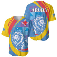 Aruba Lion Roaring Baseball Jersey With Coat Of Arms - Wonder Print Shop