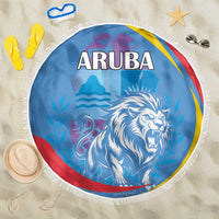 Aruba Lion Roaring Beach Blanket With Coat Of Arms - Wonder Print Shop
