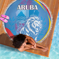 Aruba Lion Roaring Beach Blanket With Coat Of Arms - Wonder Print Shop