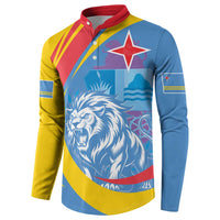 Aruba Lion Roaring Button Sweatshirt With Coat Of Arms - Wonder Print Shop