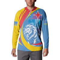 Aruba Lion Roaring Button Sweatshirt With Coat Of Arms - Wonder Print Shop