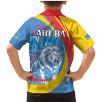 Aruba Lion Roaring Family Matching Mermaid Dress and Hawaiian Shirt With Coat Of Arms - Wonder Print Shop