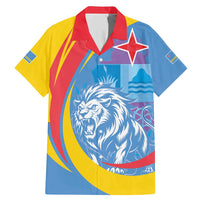 Aruba Lion Roaring Family Matching Mermaid Dress and Hawaiian Shirt With Coat Of Arms - Wonder Print Shop