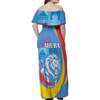 Aruba Lion Roaring Family Matching Off Shoulder Maxi Dress and Hawaiian Shirt With Coat Of Arms - Wonder Print Shop