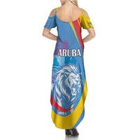 Aruba Lion Roaring Family Matching Summer Maxi Dress and Hawaiian Shirt With Coat Of Arms - Wonder Print Shop
