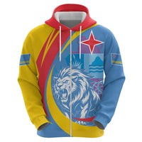 Aruba Lion Roaring Hoodie With Coat Of Arms - Wonder Print Shop