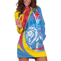 Aruba Lion Roaring Hoodie Dress With Coat Of Arms - Wonder Print Shop