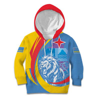 Aruba Lion Roaring Kid Hoodie With Coat Of Arms - Wonder Print Shop