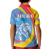 Aruba Lion Roaring Kid Polo Shirt With Coat Of Arms - Wonder Print Shop