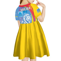 Aruba Lion Roaring Kid Short Sleeve Dress With Coat Of Arms - Wonder Print Shop