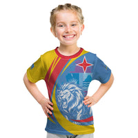 Aruba Lion Roaring Kid T Shirt With Coat Of Arms - Wonder Print Shop