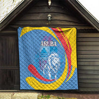 Aruba Lion Roaring Quilt With Coat Of Arms - Wonder Print Shop