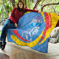 Aruba Lion Roaring Quilt With Coat Of Arms - Wonder Print Shop