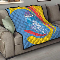 Aruba Lion Roaring Quilt With Coat Of Arms - Wonder Print Shop