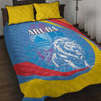 Aruba Lion Roaring Quilt Bed Set With Coat Of Arms - Wonder Print Shop