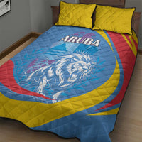 Aruba Lion Roaring Quilt Bed Set With Coat Of Arms - Wonder Print Shop
