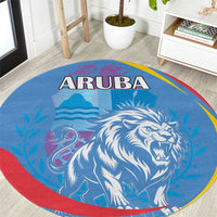 Aruba Lion Roaring Round Carpet With Coat Of Arms