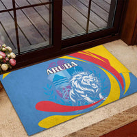 Aruba Lion Roaring Rubber Doormat With Coat Of Arms - Wonder Print Shop