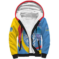 Aruba Lion Roaring Sherpa Hoodie With Coat Of Arms - Wonder Print Shop